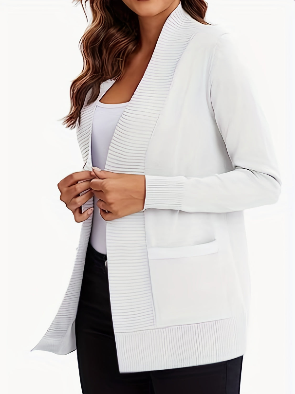 Open Front Long Sleeve Sweater Cardigan