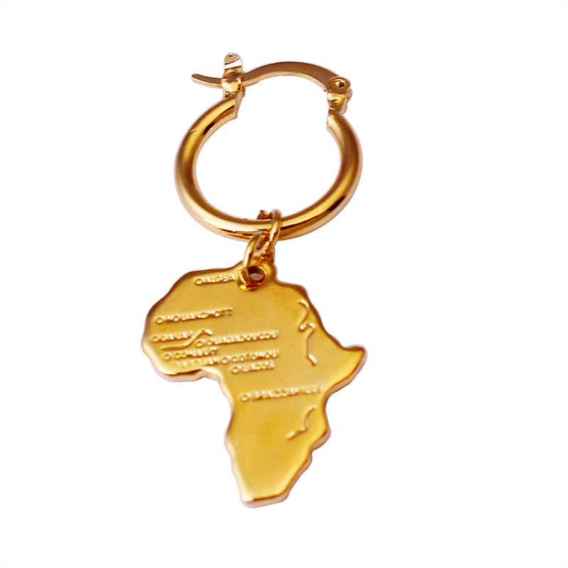 RMZ GOLD NYC 14K Gold Trinidad Map Hoop Earring