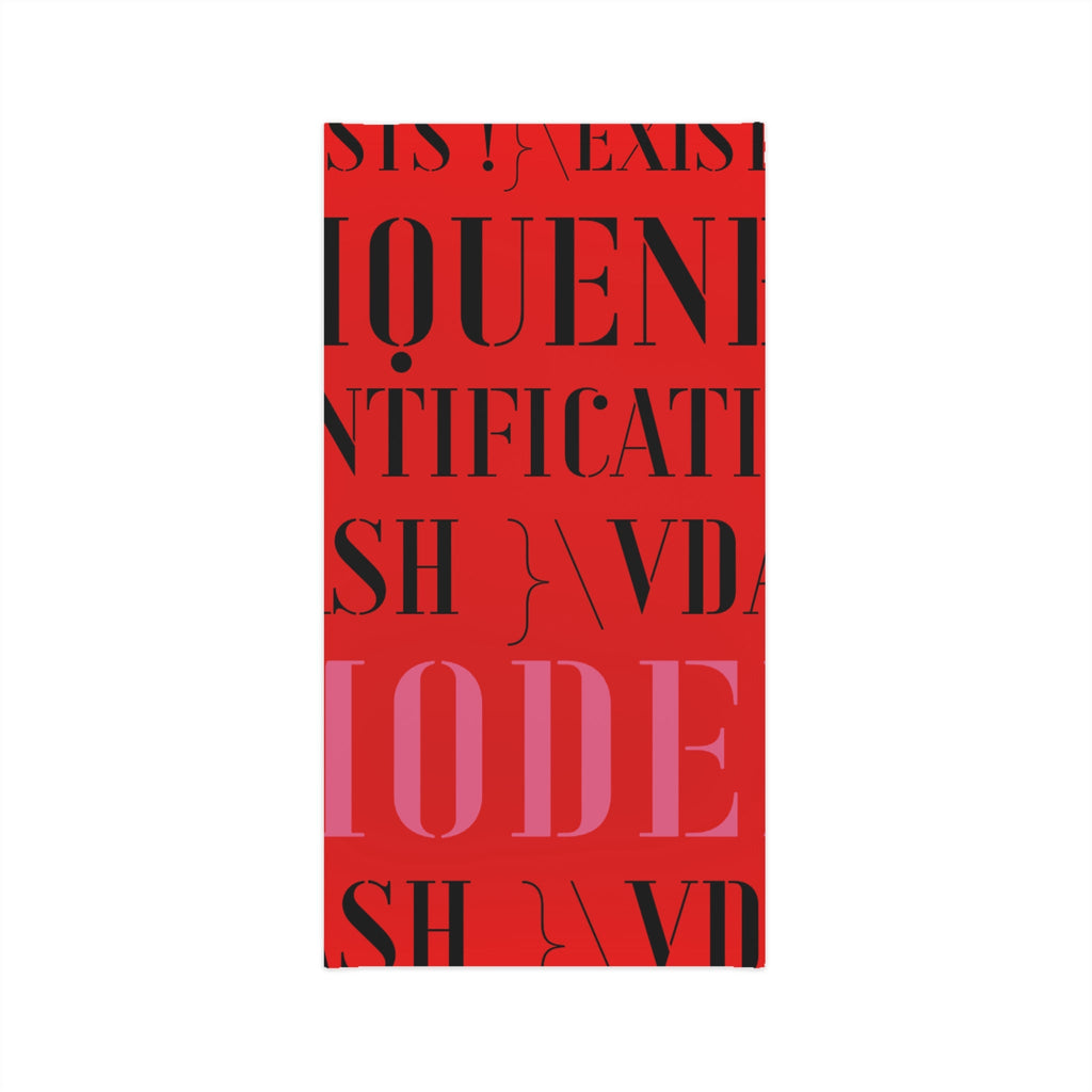 Genre Asthetic ⊢ ∃! ⊨ Lightweight Neck Gaiter — Bold Red Typographic Fashion Scarf