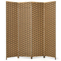 4 Panel Folding Privacy Partition Room Divider with Rustproof Hinge-Yellow
