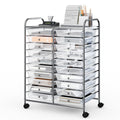 20 Drawers Storage Rolling Cart Studio Organizer-Transparent
