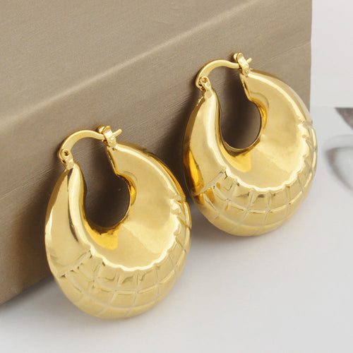14k Gold Puffy Bamboo Nugget Hoop Earrings (Copy)