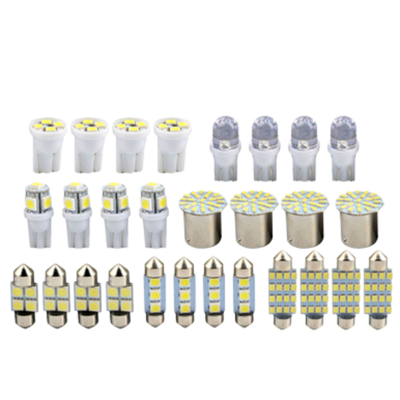 28pcs Car Interior White Combo LED Map Dome Door Trunk License Plate Light Bulbs