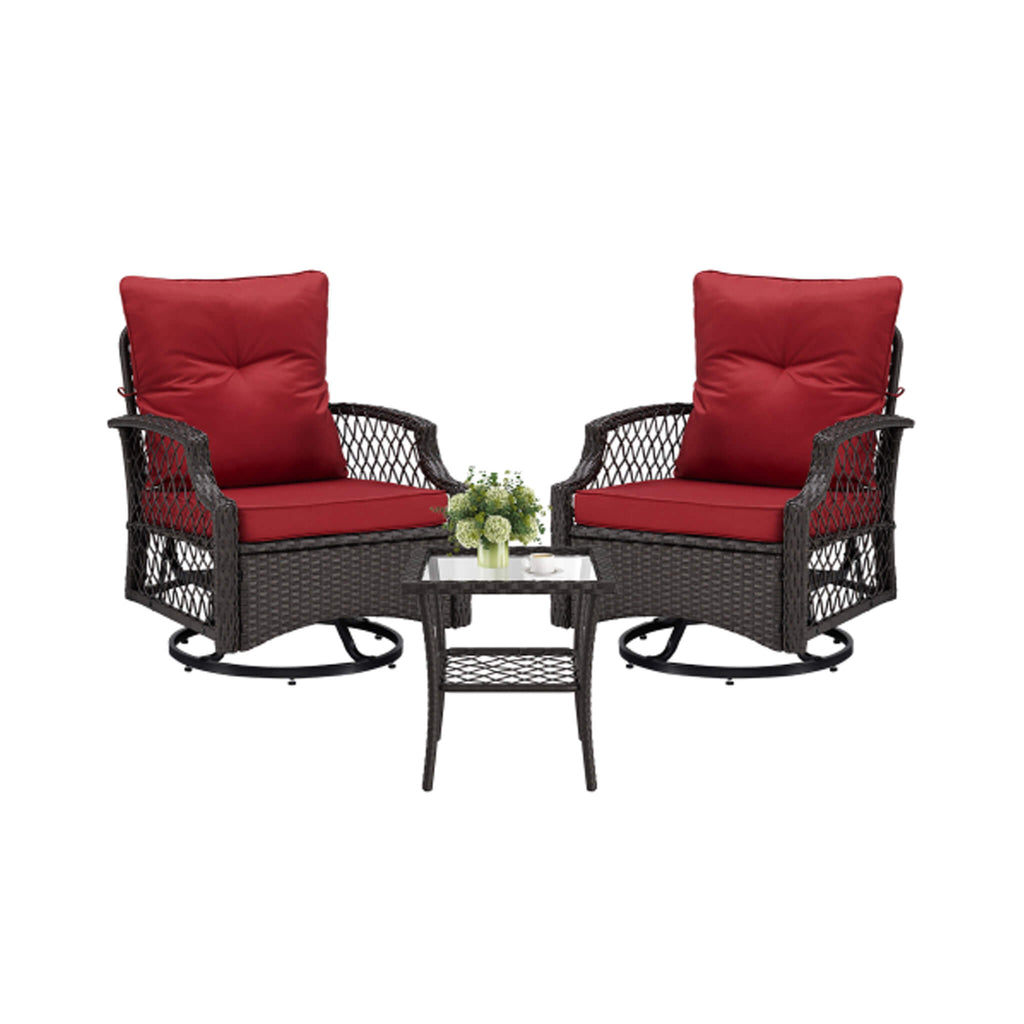 Alora 3-Piece Wicker Patio Bistro Set W/ Swivel Chairs And Table (SAK14789)