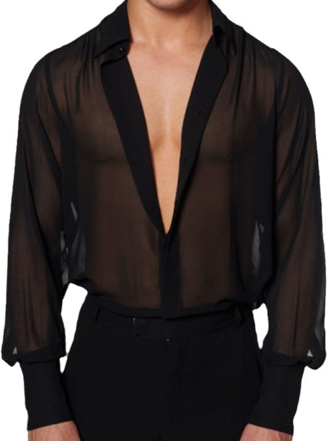 Men's Full Size Collared Neck Long Sleeve Shirt Plus Size