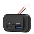 12-24V 4.8A Dual USB PD QC3.0 Car Boat RV Fast Charger Socket LED Power Outlet