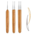 5Pcs DIY Crochet Needle Hook Bamboo Handle Dread Knit Hair Making Braiding Tool