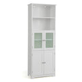 6-Tier Freestanding Bathroom Cabinet with 2 Open Compartments and Adjustable Shelves-White