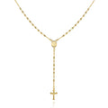 RMZ GOLD NYC 14K Gold Virgin Mary Rosary Bead Cross Necklace 18''
