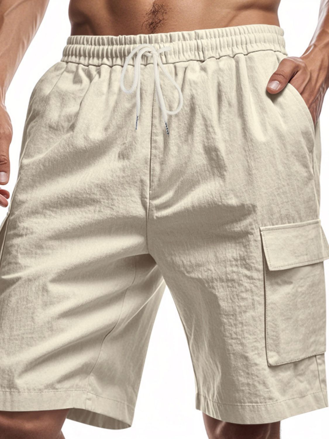 Men's Full Size Drawstring Shorts with Cargo Pockets Plus Size