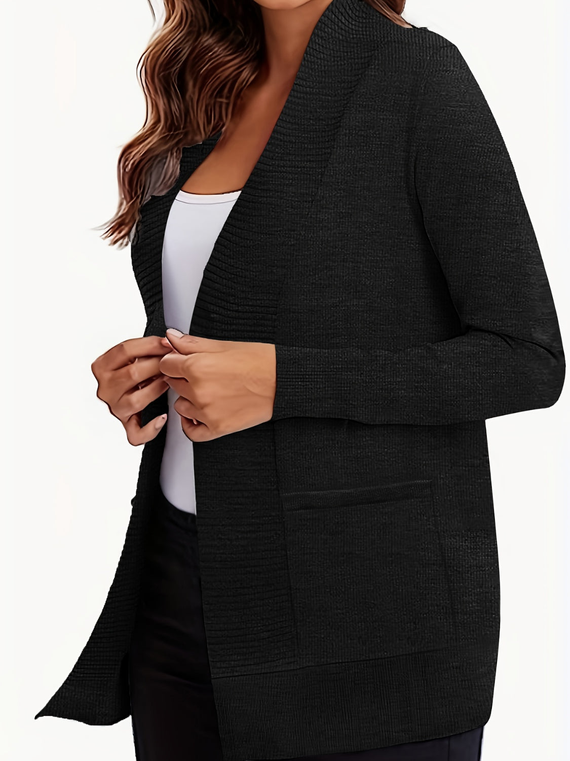 Open Front Long Sleeve Sweater Cardigan