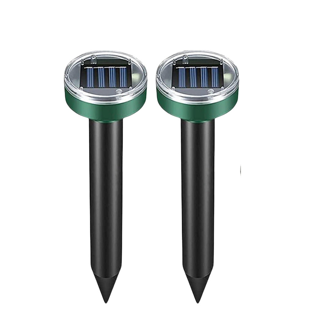 Solar Power Animal Repeller Ultrasonic Mole Pest Cat Mice Rodent Outdoor LED 2PK