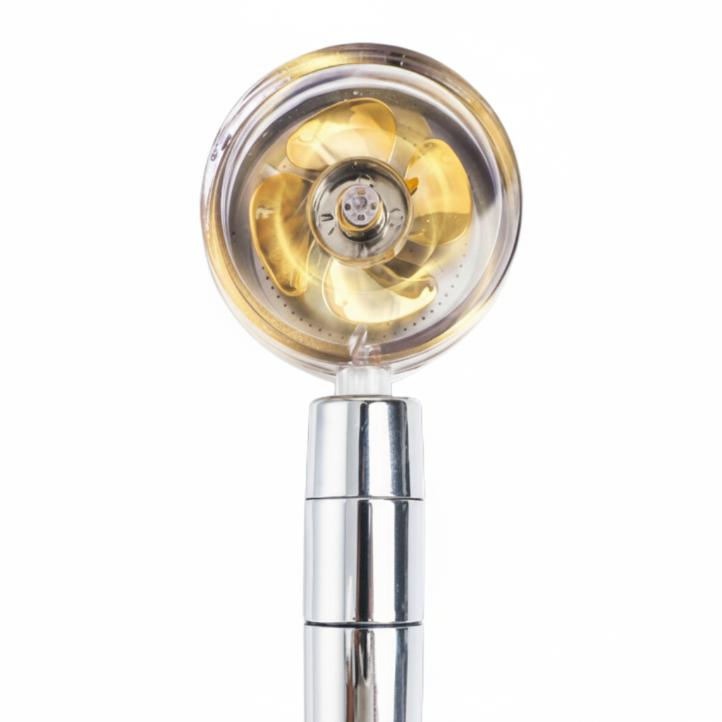 High Pressure Shower Head Adjustable 360° Rotation Turbine Water Saving Shower