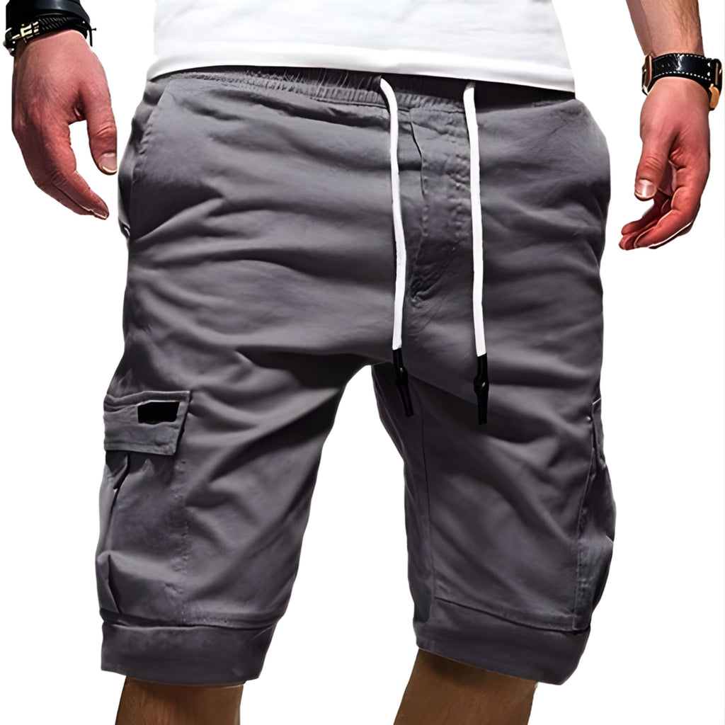 Men Casual Chino Cargo Shorts Elastic Waist Drawstring 6 Pockets Summer Trousers