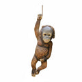 Monkey Chimp Hanging Rope Garden Ornament Outdoor Statue Sculpture Resin Decor