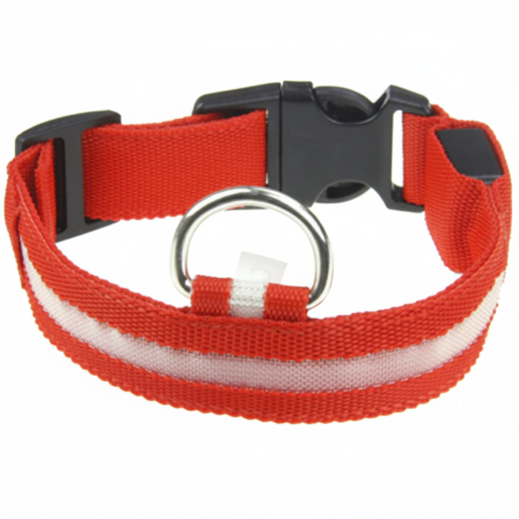 LED Adjustable Dog Collar Blinking Flashing Light Up Glow Pets Safety Waterproof
