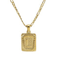 18" Gold Plated Initial Letter Pendant Necklace Stainless Steel Figaro Chain