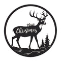 Cut Metal Merry Christmas Deer Plaque 16"D