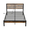 Full/Queen Size Bed Frame with Charging Station and Storage Headboard-Full Size