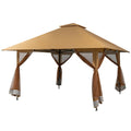 13 x 13 Feet Pop-up Instant Canopy Tent with Mesh Sidewall-Coffee