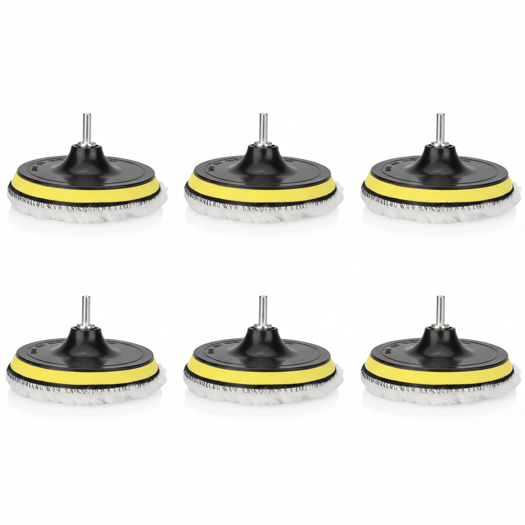 5PCS 6" Buffing Polishing Pad Wool Wheel Mop Kit For Car Polisher Drill Adapter