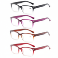 Reading Glasses Mens Womens Unisex Readers 4 PACK Square Frame New Style Quality