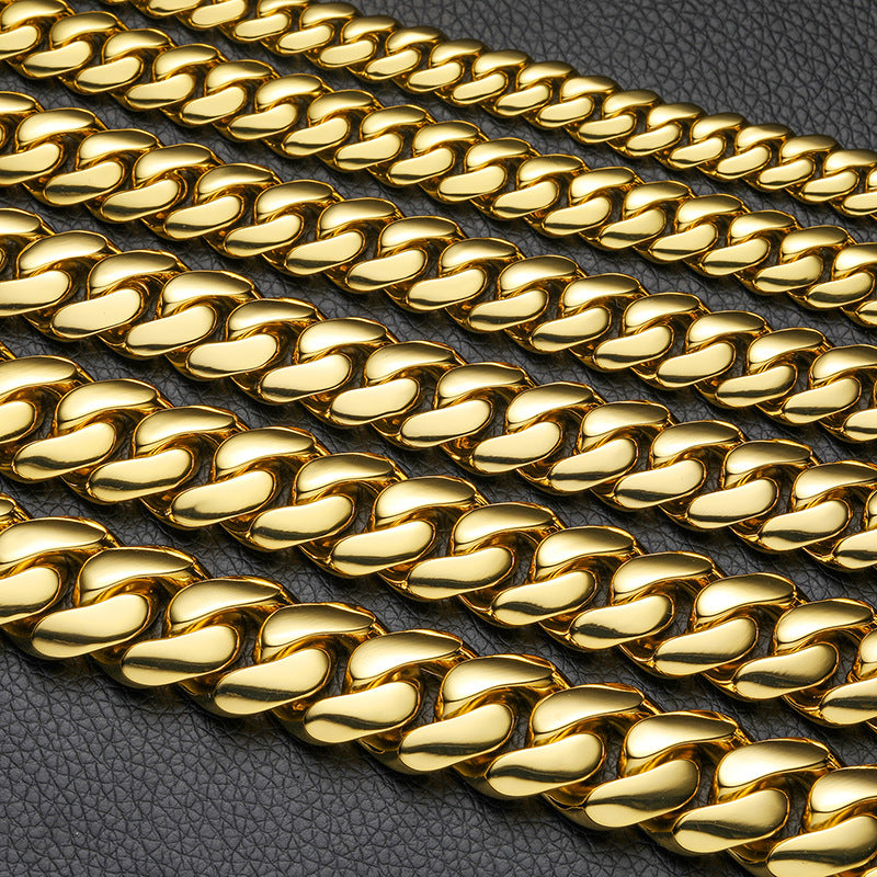 Real Gold Plated Copper Big Cuban Link Chain Bracelets