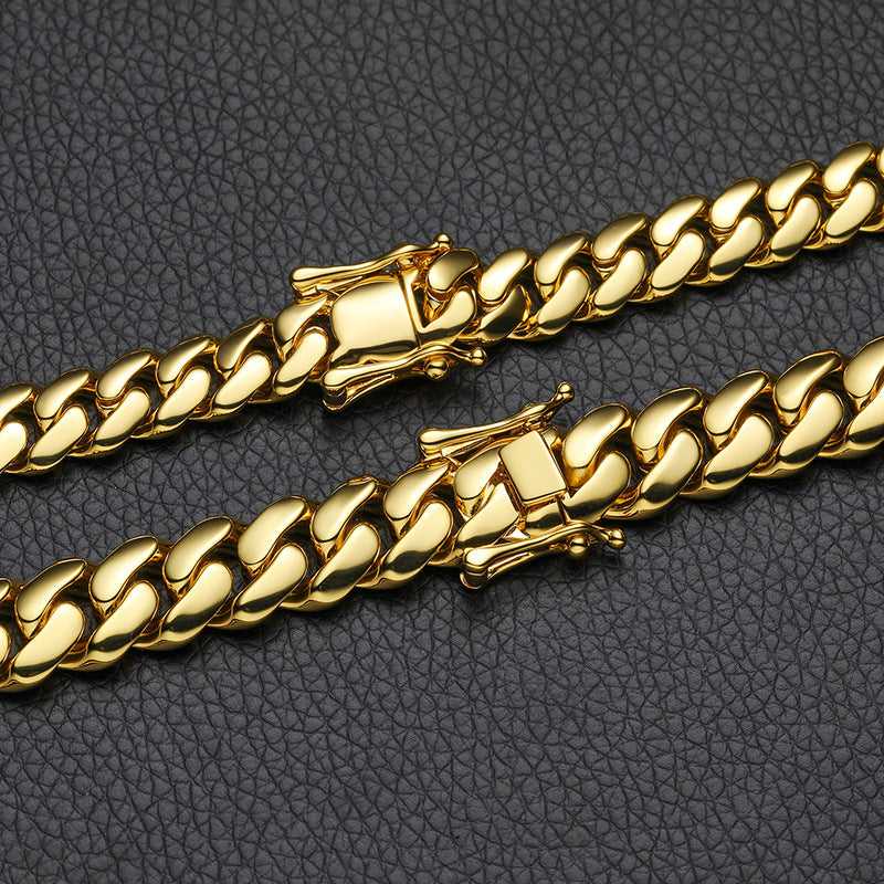 Real Gold Plated Copper Big Cuban Link Chain Bracelets