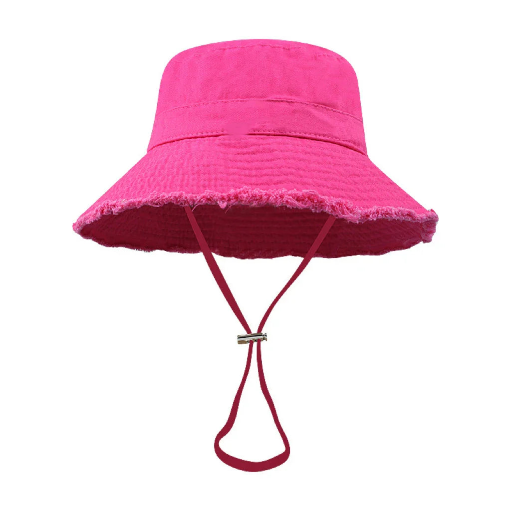 Fashion Ladies Summer Leisure Protection Sun UV50+ Beach Hat Bucket Hat Water Washed Fur Brim Men's Panama Hat Sunscreen Cap