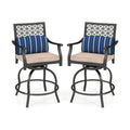 Set of 2 Outdoor Bar Height Chair with Soft Cushions
