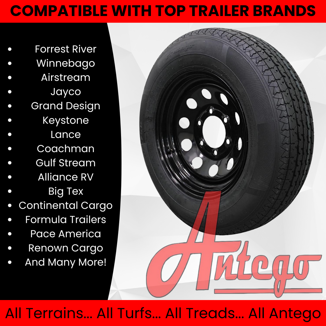 (Single Assembly) Antego Tire and Wheel 205/75R15 Trailer Tire – Reinforced 8-Ply-Ply Design, 15.0-Inch Rim – Built for Long-Distance Hauling & Stability | A15604520096108ST20575R15