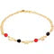18K Gold Elephant Anklet with Red & Black Crystals