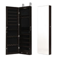 Wall and Door Mounted Mirrored Jewelry Cabinet with Lights-Brown