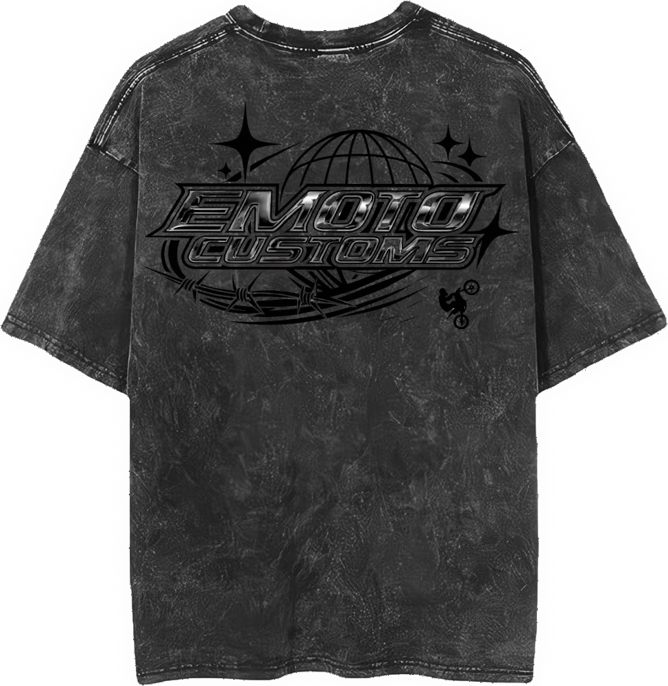 Bleached "EMOTOCUSTOMS" Tee Shirt