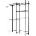 Over The Washer and Dryer Storage Shelf, 5 Tier Laundry Room Drying Rack with Hanger Rod and Hooks, Adjustable Over Washer and Dryer Shelves, Laundry Room Shelf Storage Space Saver, Black
