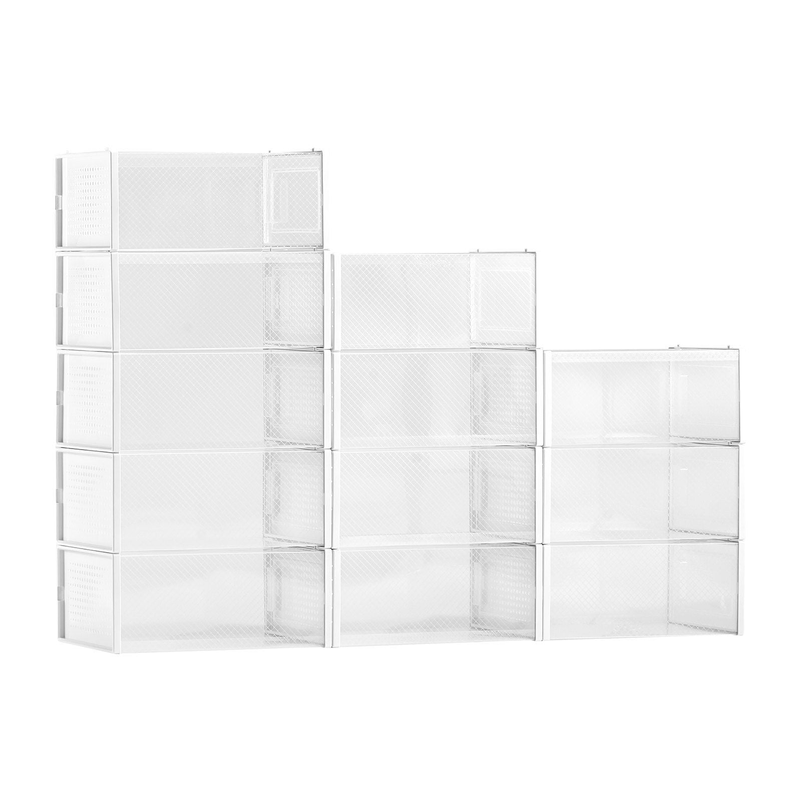 Shoe Storage Boxes 12 Pack Stackable Shoe Storage Organizers US Size 11 White