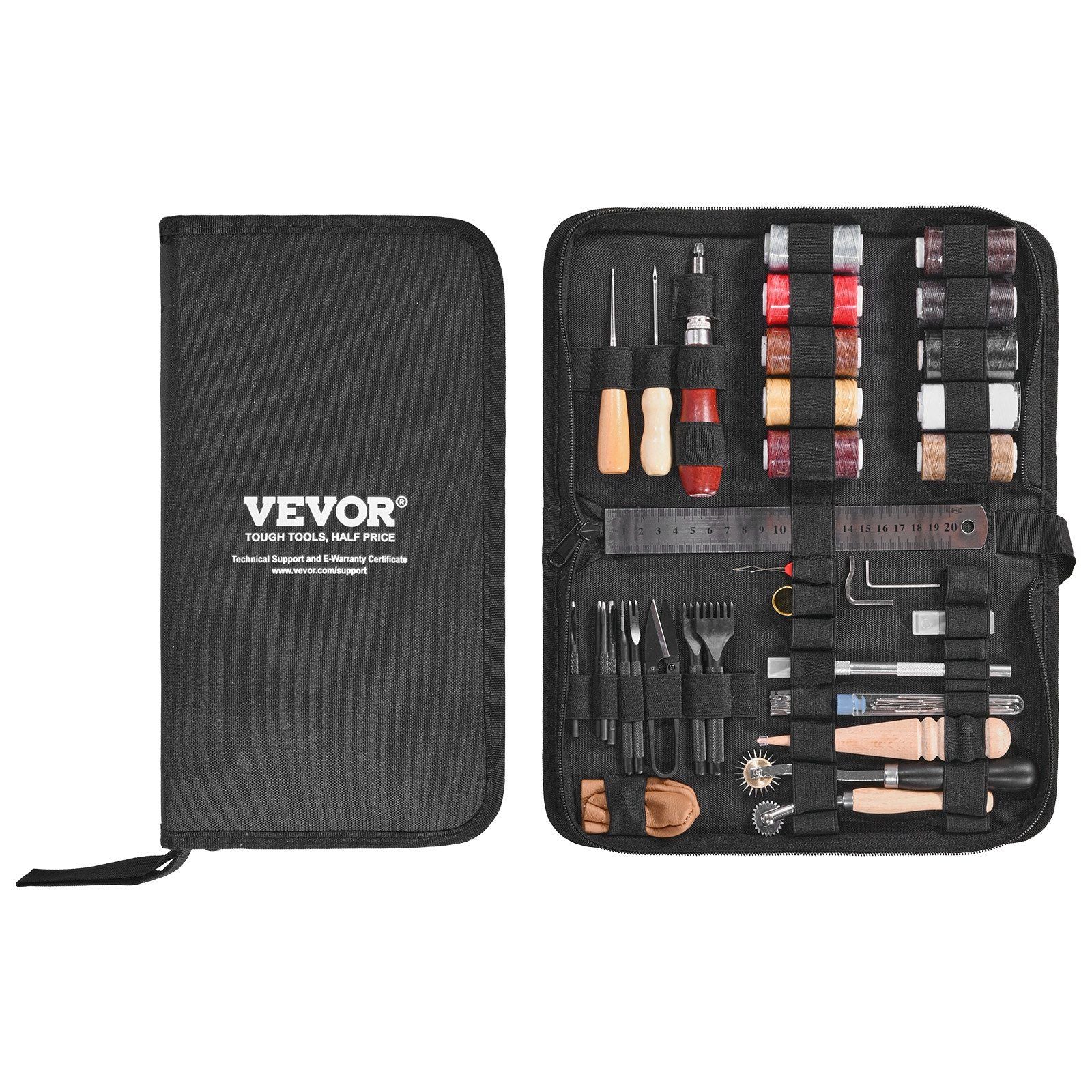 Leather Working Tools Kit 38 PCS Engraving Punching Stamping Sewing Tools