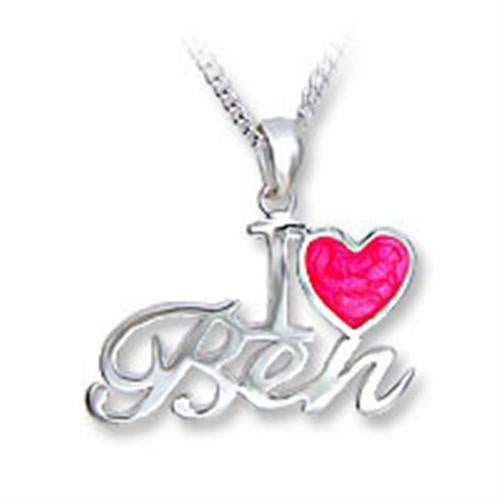 OT013 - Silver Brass Chain Pendant with Epoxy in Rose