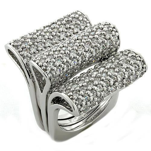 LOAS1047 - Rhodium 925 Sterling Silver Ring with AAA Grade CZ in Clear
