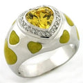 LOAS761 - Rhodium 925 Sterling Silver Ring with AAA Grade CZ in Topaz