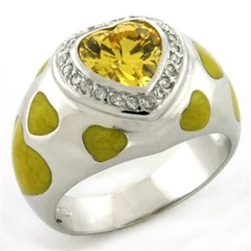 LOAS761 - Rhodium 925 Sterling Silver Ring with AAA Grade CZ in Topaz