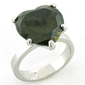 LOAS766 - Rhodium 925 Sterling Silver Ring with AAA Grade CZ in Olivine color