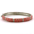 LOAS811 - Rhodium 925 Sterling Silver Bangle with Epoxy in Rose