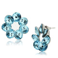 TK1044 - High polished (no plating) Stainless Steel Earrings with Top Grade Crystal in Sea Blue