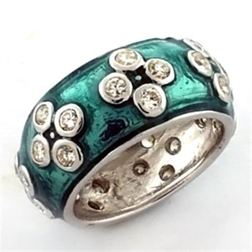 LOA637 - Rhodium 925 Sterling Silver Ring with AAA Grade CZ in Clear