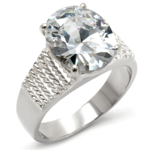 21118 - High-Polished 925 Sterling Silver Ring with AAA Grade CZ in Clear