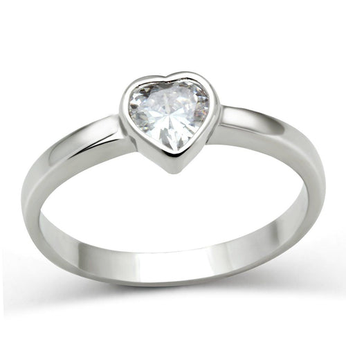 3W107 - Rhodium Brass Ring with AAA Grade CZ in Clear