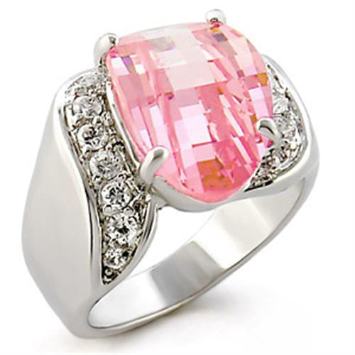 30813 - High-Polished 925 Sterling Silver Ring with AAA Grade CZ in Rose