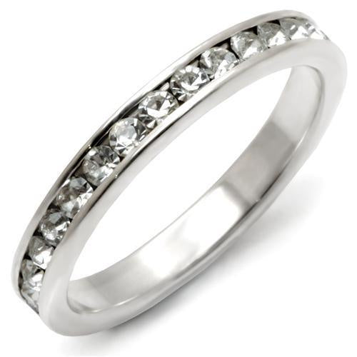 35128 - High-Polished 925 Sterling Silver Ring with Top Grade Crystal in Clear
