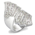 7X108 - Rhodium Brass Ring with AAA Grade CZ in Clear